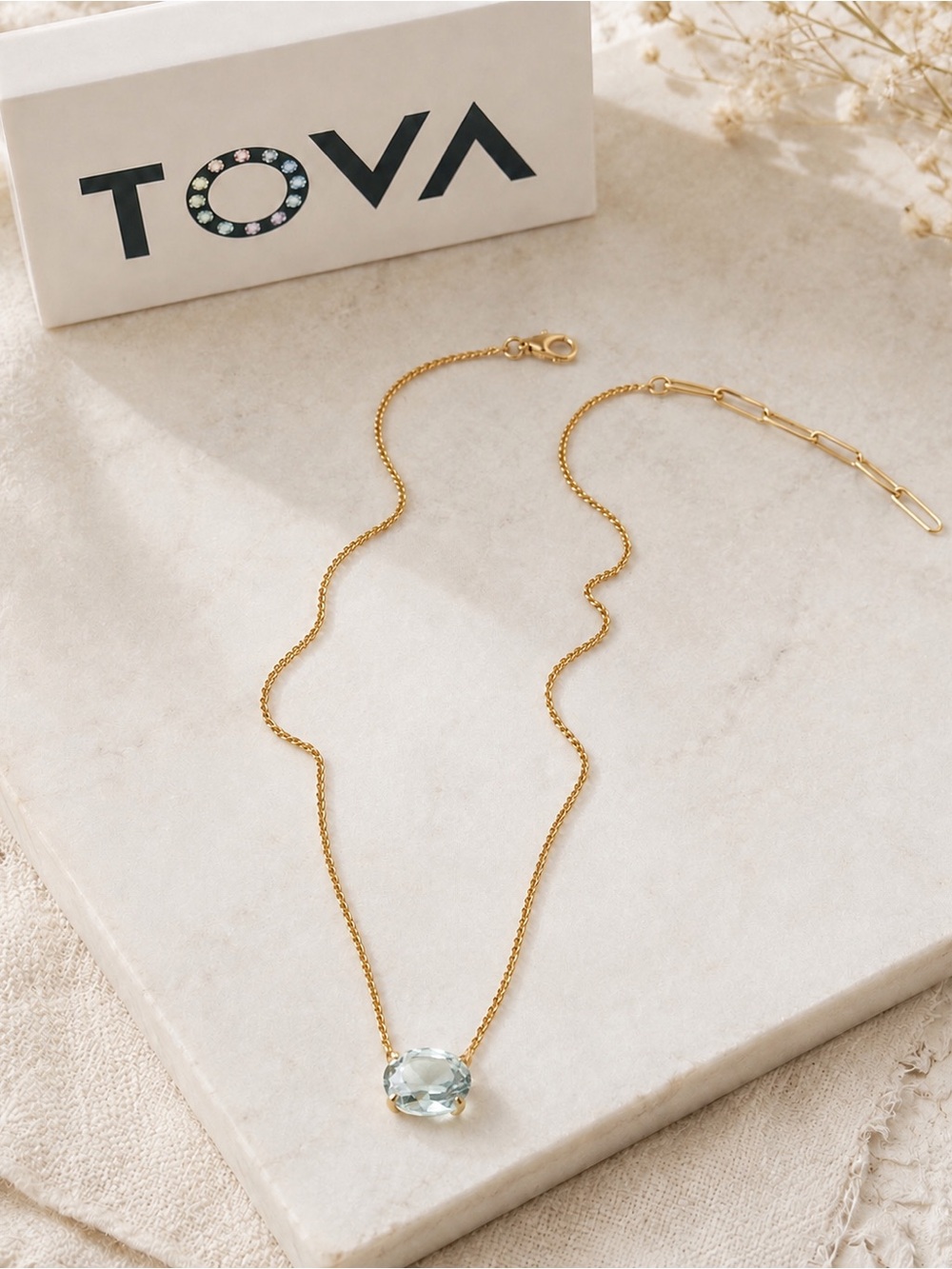 TOVA IZA light aqua Gold Necklace